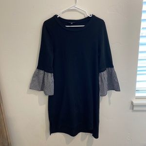 Black Long Sleeved Midi Dress with Ruffle Sleeves